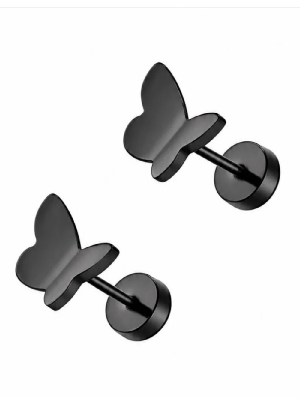 Black Butterfly Flat Back Stud Earrings